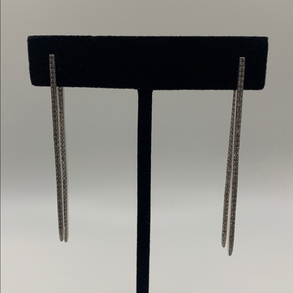 Silver-tone Rhinestone Drop Earrings